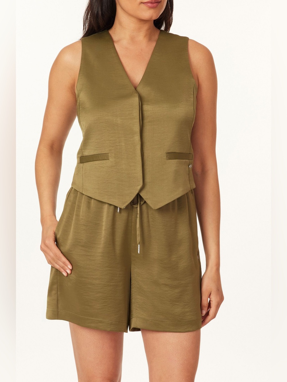Scotch & Soda Olive Green Satin Vest